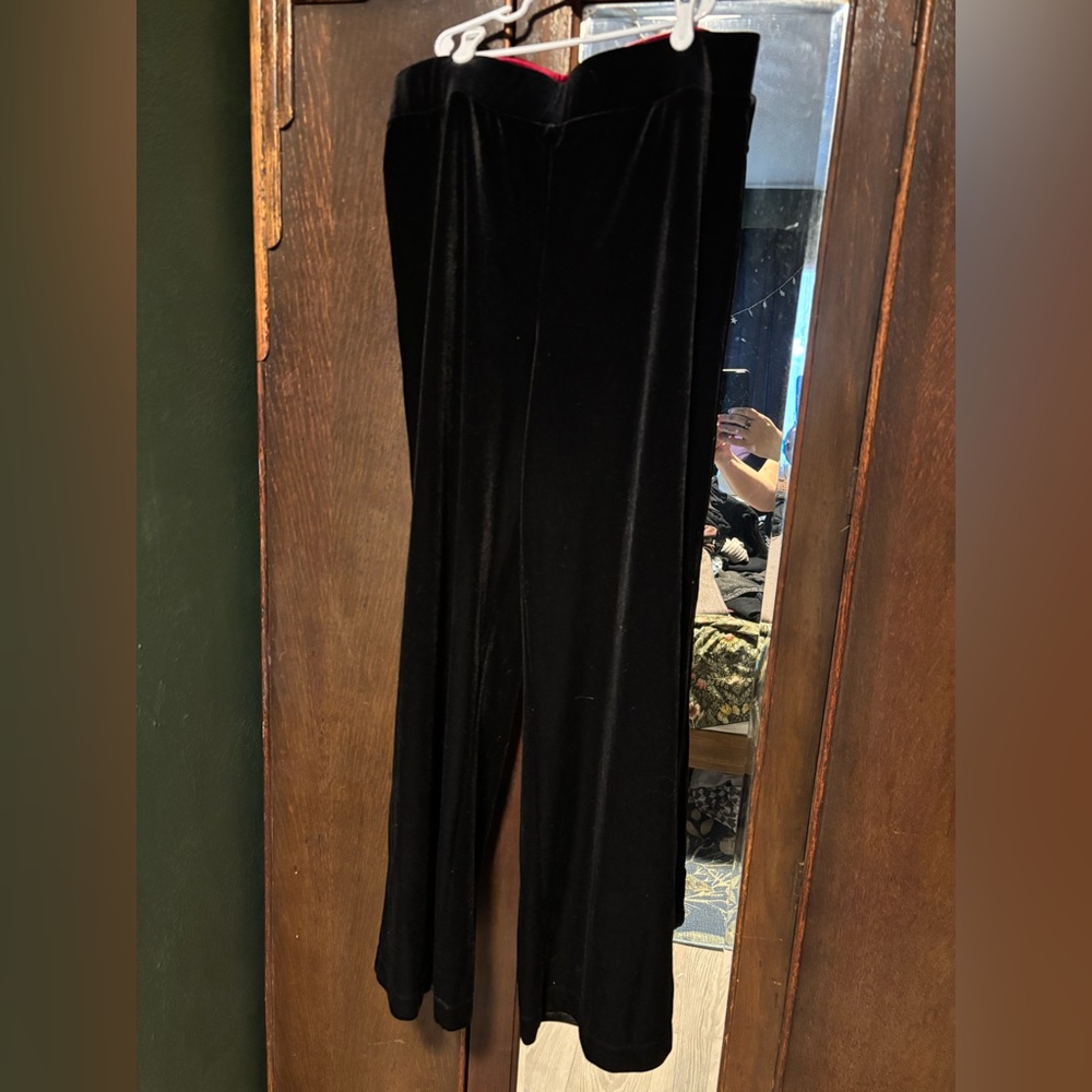 John Mark Black Velvet Wide Leg Pants